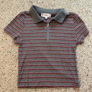 Stripped collared crop top